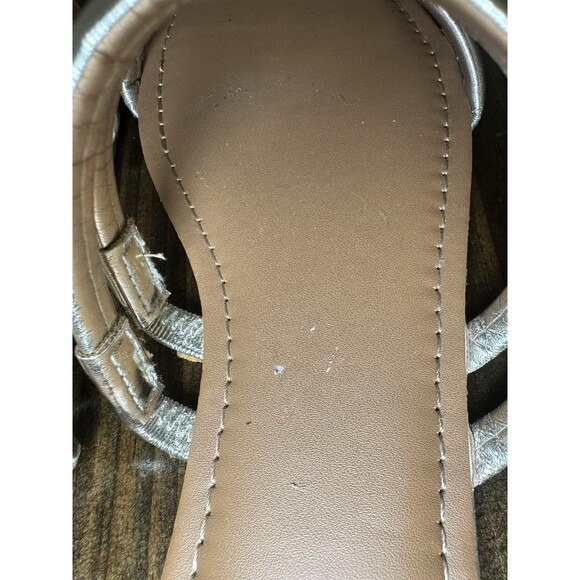 J. Crew Gold Metallic Strappy Slip On Flat Sandals Women's 9 - Picture 7 of 10